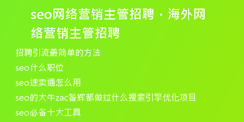 seo網(wǎng)絡(luò)營(yíng)銷主管招聘，海外網(wǎng)絡(luò)營(yíng)銷主管招聘