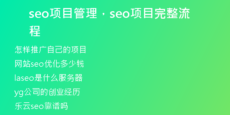seo項(xiàng)目管理，seo項(xiàng)目完整流程