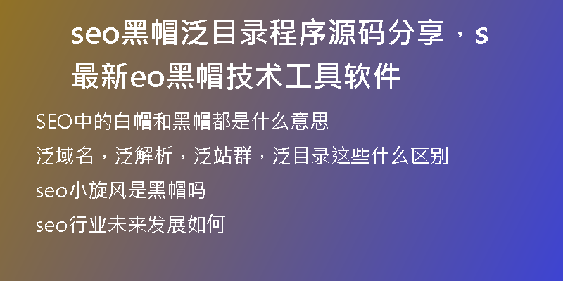 seo黑帽泛目錄程序源碼分享，最新seo黑帽技術(shù)工具軟件