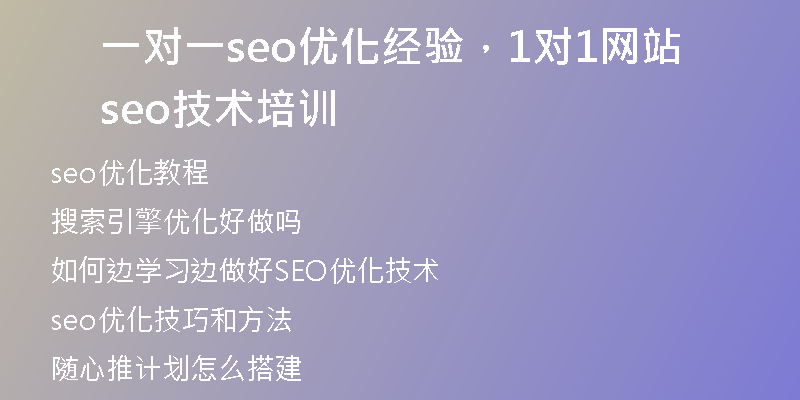 一對一seo優(yōu)化經(jīng)驗，1對1網(wǎng)站seo技術(shù)培訓(xùn)