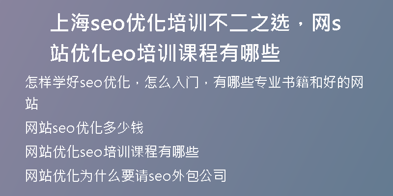 上海seo優(yōu)化培訓不二之選，網(wǎng)站優(yōu)化seo培訓課程有哪些