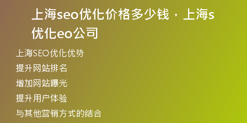 上海seo優(yōu)化價(jià)格多少錢(qián)，上海優(yōu)化seo公司