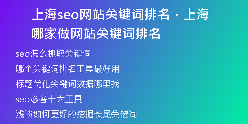 上海seo網站關鍵詞排名，上海哪家做網站關鍵詞排名