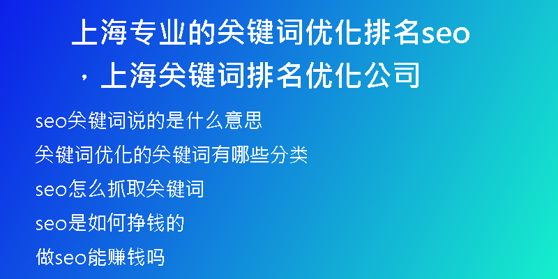 上海專業(yè)的關(guān)鍵詞優(yōu)化排名seo，上海關(guān)鍵詞排名優(yōu)化公司