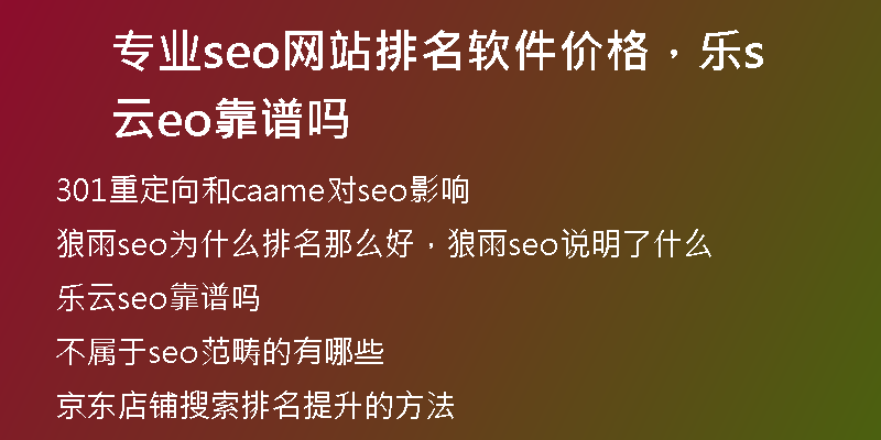 專業(yè)seo網(wǎng)站排名軟件價(jià)格，樂云seo靠譜嗎