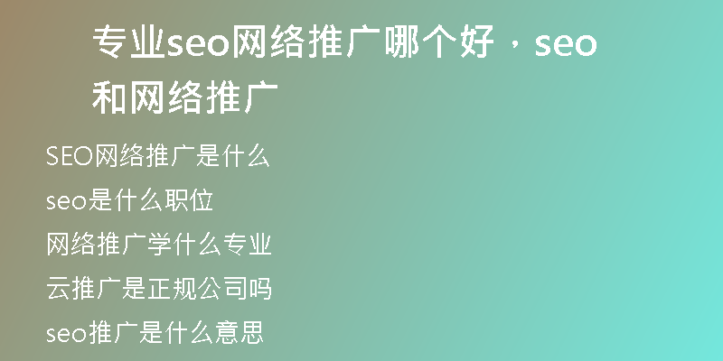 專業(yè)seo網(wǎng)絡(luò)推廣哪個(gè)好，seo和網(wǎng)絡(luò)推廣