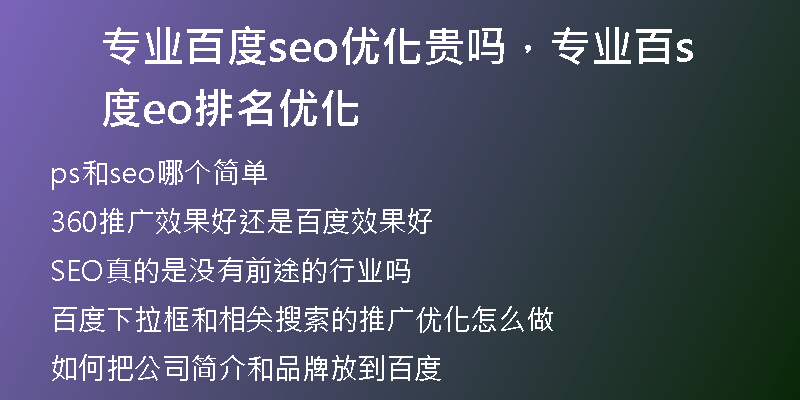 專(zhuān)業(yè)百度seo優(yōu)化貴嗎，專(zhuān)業(yè)百度seo排名優(yōu)化