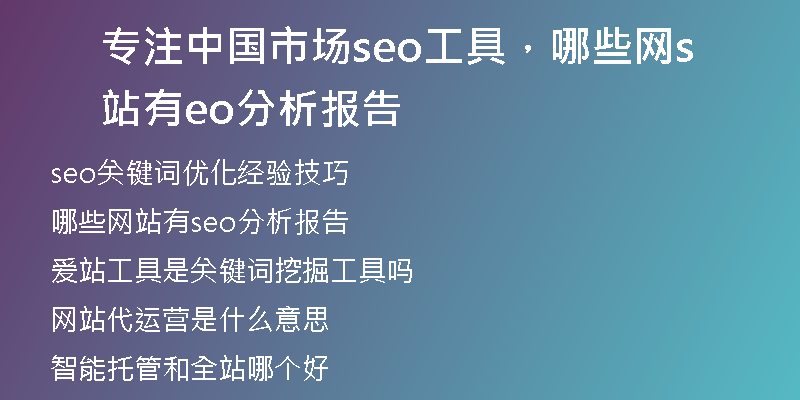 專注中國(guó)市場(chǎng)seo工具，哪些網(wǎng)站有seo分析報(bào)告