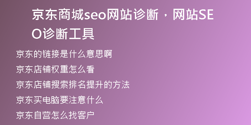 京東商城seo網(wǎng)站診斷，網(wǎng)站SEO診斷工具