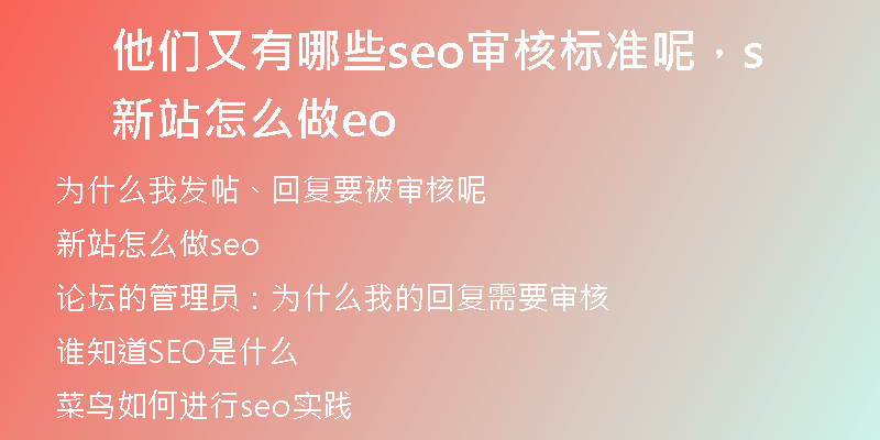 他們又有哪些seo審核標(biāo)準(zhǔn)呢，新站怎么做seo