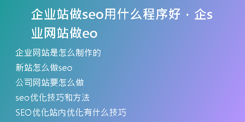 企業(yè)站做seo用什么程序好，企業(yè)網(wǎng)站做seo