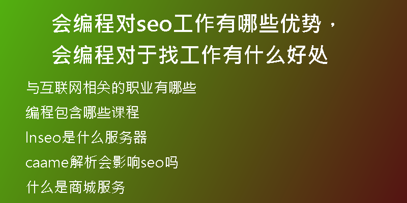 會(huì)編程對(duì)seo工作有哪些優(yōu)勢(shì)，會(huì)編程對(duì)于找工作有什么好處